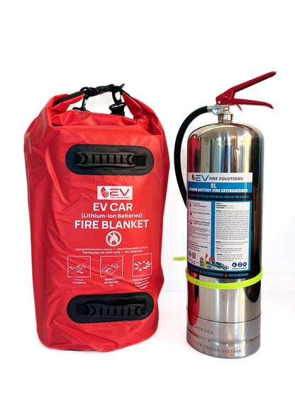 EV Car Fire Safety Kit – 9L Extinguisher + 8m x 6m Blanket