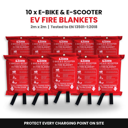 EV Fire Blankets for E-Bike and E-Scooter Lithium-ion Battery Fires: 10 Pack