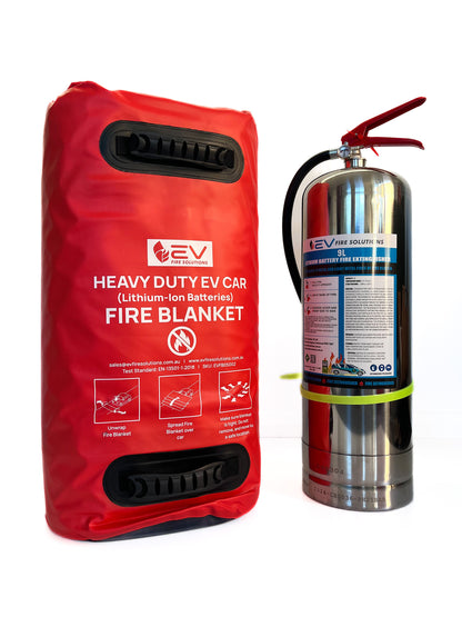 EV Car Fire Safety Kit (Heavy-Duty) – 9L Extinguisher + 8m x 6m Blanket
